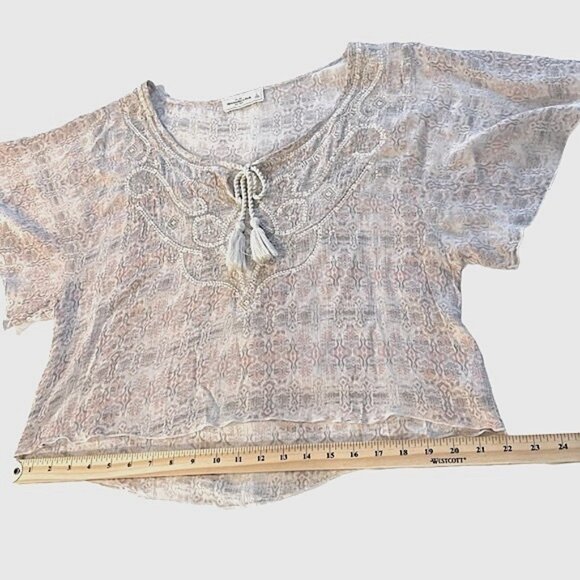 Y2K Abercrombie & Fitch Embroidered Boho Crop Rope Tassels Coastal Cowgirl Sz L - Picture 9 of 13